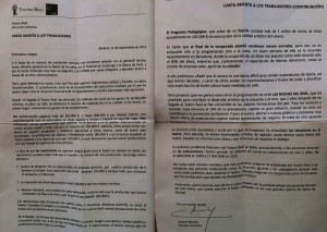 Carta enviada por Mortier al personal