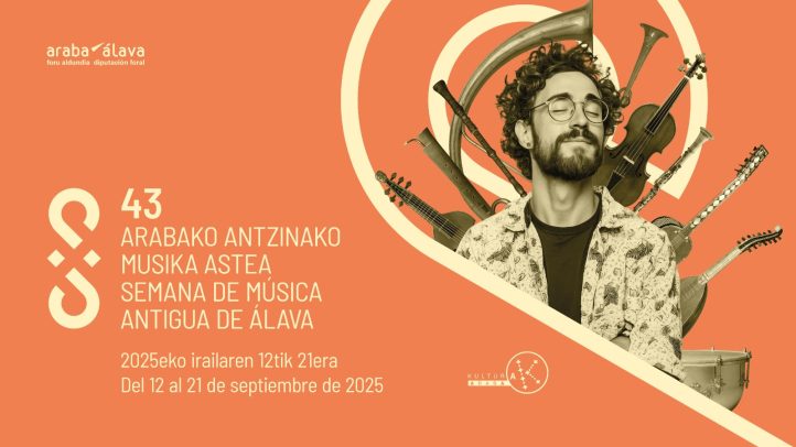 La Semana de Música Antigua de Álava celebrará su 43 edición del 12 al 21 de septiembre con nombres destacados a nivel internacional como Forma Antiqva, Cantoría, Tamar Lalo & Ignacio Prego o Jone Martínez e Il Fervore, la grabación en directo del podcast El Vomitorio y nuevos escenarios en Álava como Okina, Antezana de Foronda y Quintanilla de la Ribera Baja. Organizado por el Departamento de Cultura de la Diputación Foral de Álava, mantiene su compromiso con la calidad artística, la descentralización territorial y la conexión con la ciudadanía.